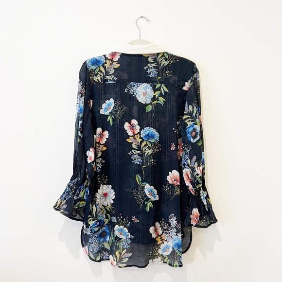 NWT Aratta ‘The Loveliest Shirt’ Embroidered Floral Button Down Tunic Blouse M - Picture 2 of 6